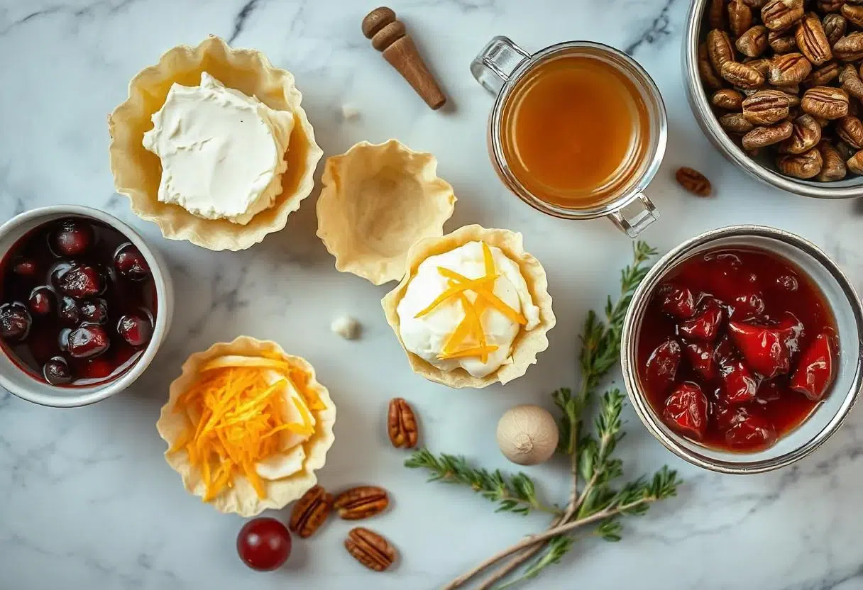 Ingredients for Cranberry Phyllo Cups with Goat Cheese