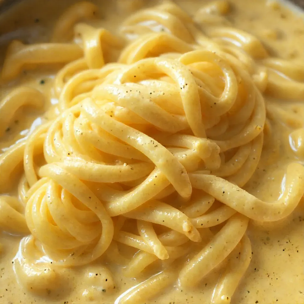  Pasta simmering in a creamy spinach-artichoke sauce in a large pot
